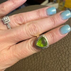 Handmade Silver and Green Peridot Ring
